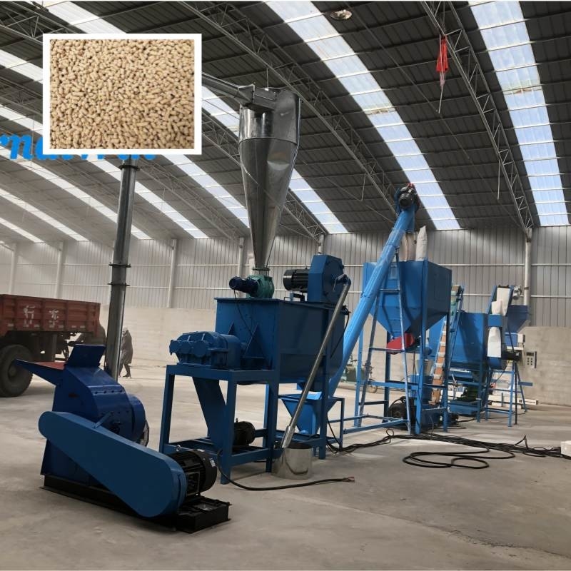 Linea di produzione di pellet per mangimi per pollame a stampo piatto 1-2 t/h