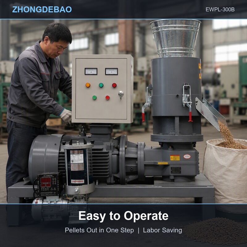Flat Die Wood Pellet Machine per la produzione di pellet di alfalfa e paglia con alto rapporto di compressione